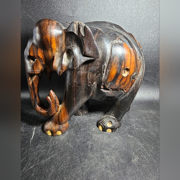 Vintage Large Heavy Macassar Ebony Hand Carved‎ Elephant - Picture 1 of 10